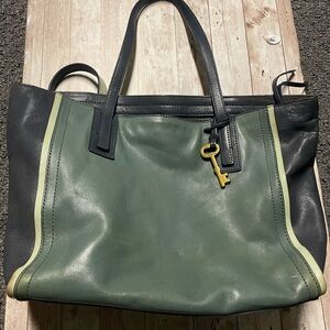Stylish Leather Tote with Key Charm